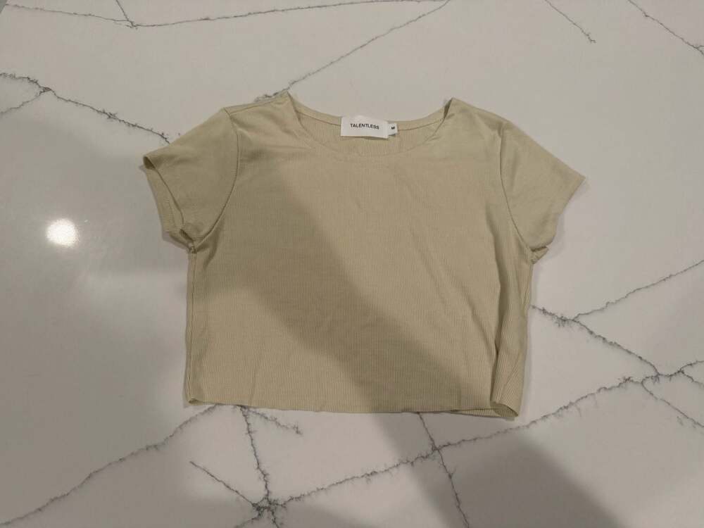 Talentless Women's Raw Hem Ribbed Crop Baby Tee